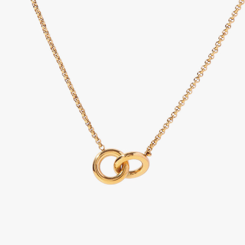 Fine chain with two small interlocking rings as the pendant