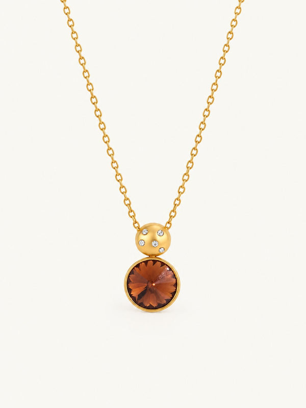 Amandine Faceted Stone Pendant Necklace – Amber, product image with measurements