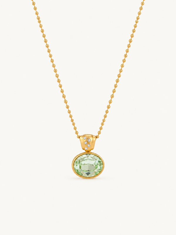 Amandine Faceted Stone Pendant Necklace – Peridot Green, product image with measurements