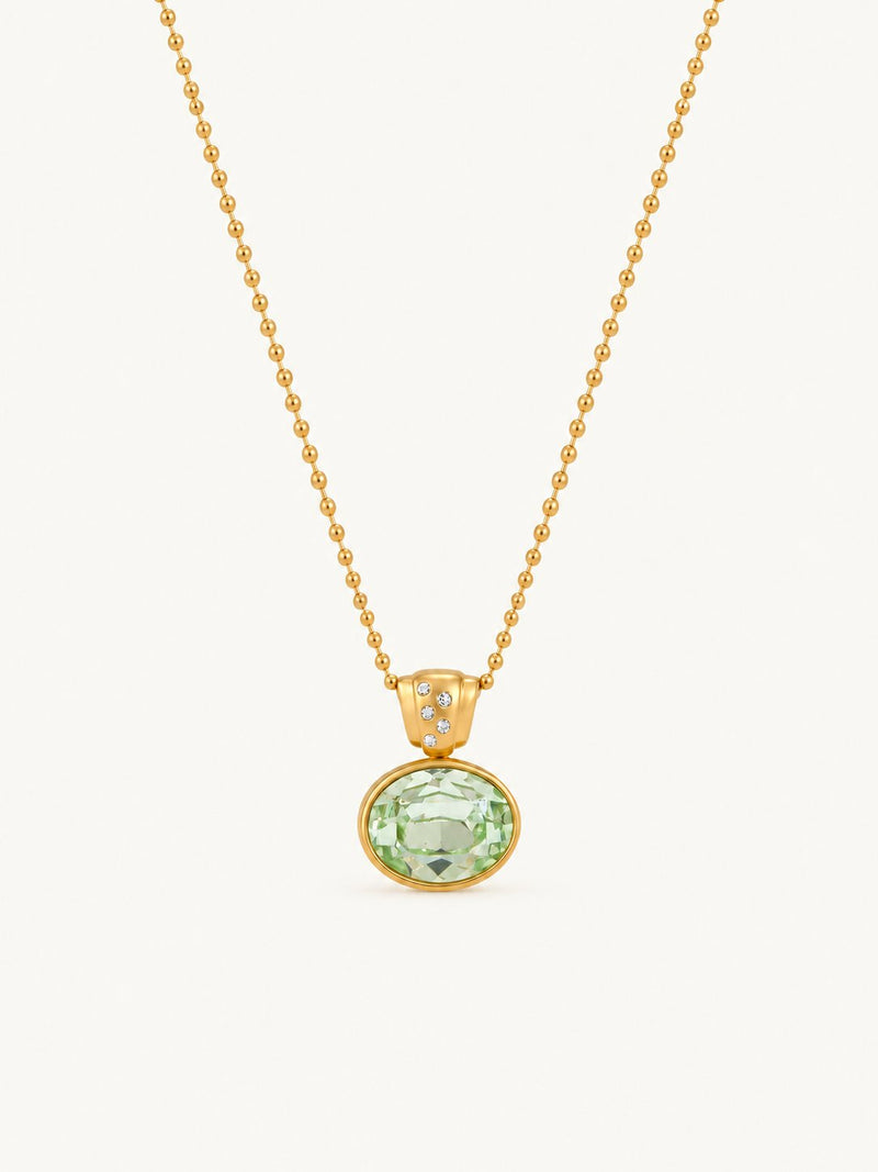 Amandine Faceted Stone Pendant Necklace – Peridot Green, product image with measurements