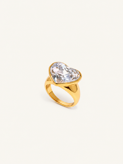 Amara Heart Crystal Ring – Clear, clean product image