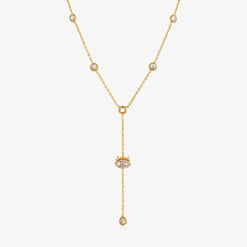 Anouk evil eye lariat necklace — clean product image