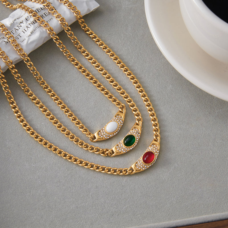 Clarisse Vintage Stone Curb Necklace, gallery photo 4