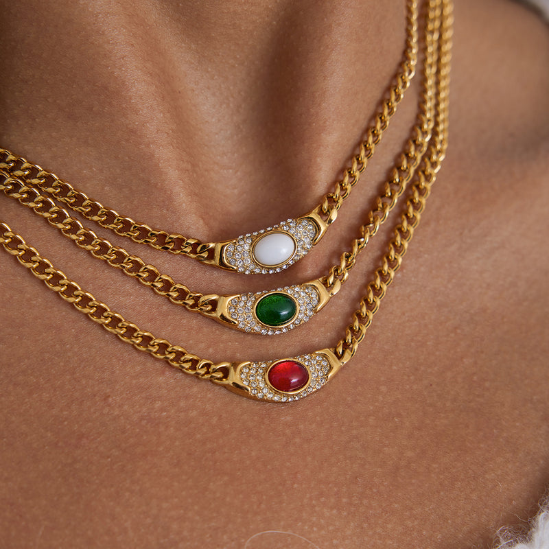Clarisse Vintage Stone Curb Necklace, gallery photo 2