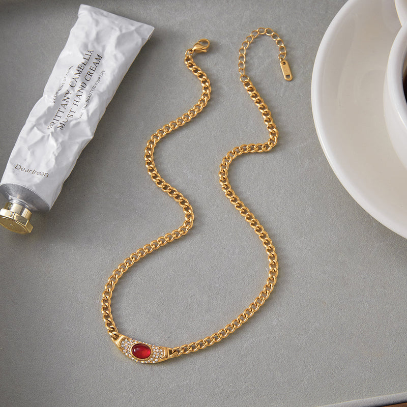 Clarisse Vintage Stone Curb Necklace, gallery photo 6