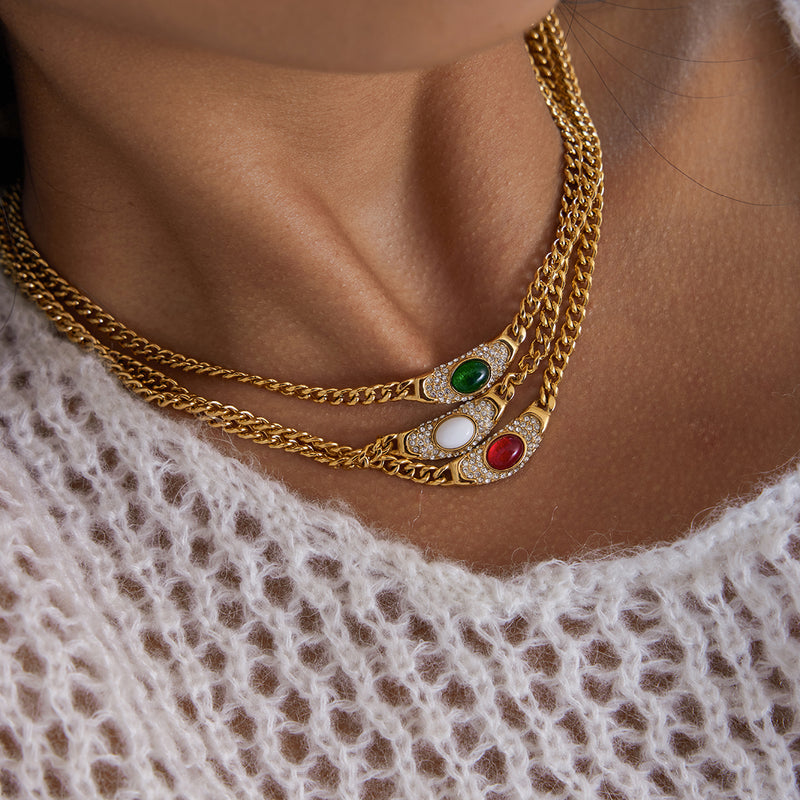 Clarisse Vintage Stone Curb Necklace, gallery photo 3