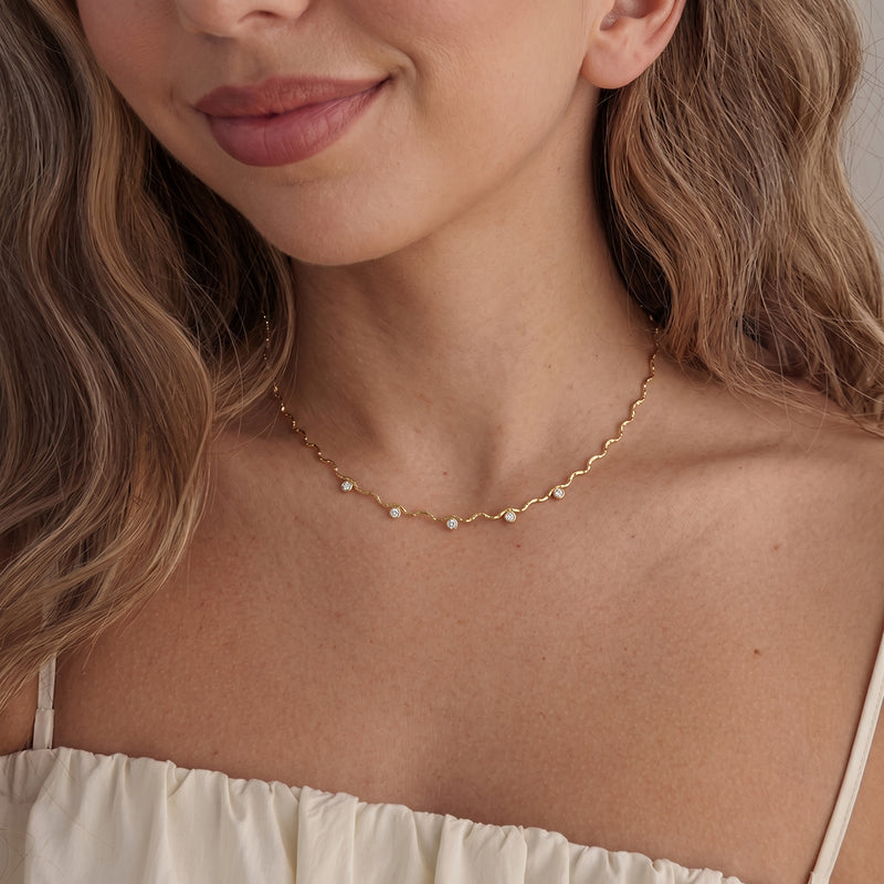 Eloise Wavy Chain Stone Station Necklace, gallery photo 2