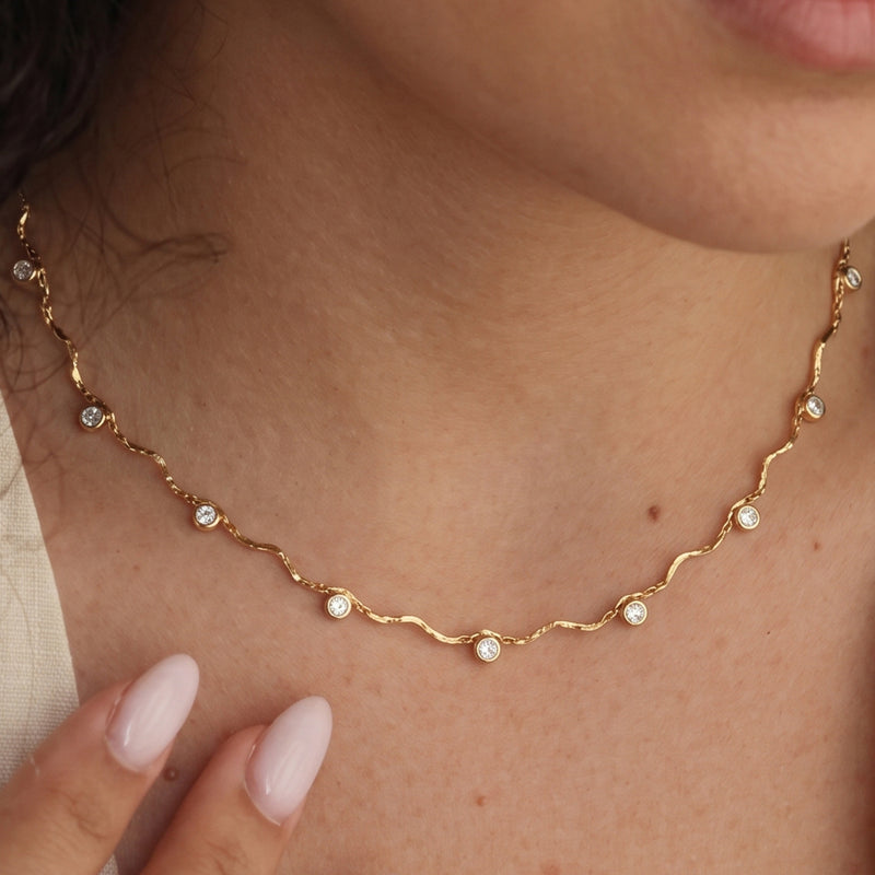 Eloise Wavy Chain Stone Station Necklace, gallery photo 3