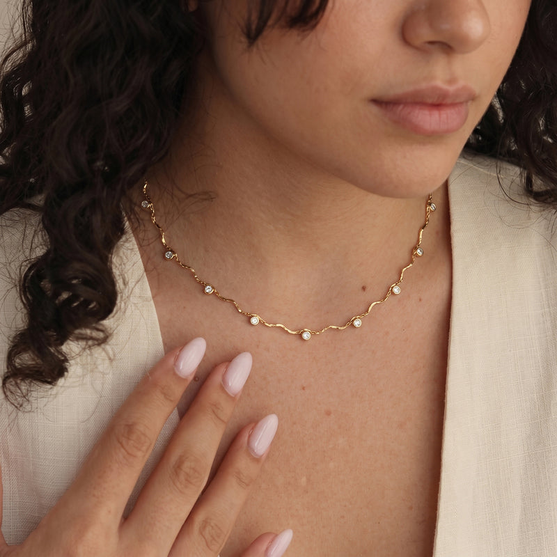 Eloise Wavy Chain Stone Station Necklace, gallery photo 4