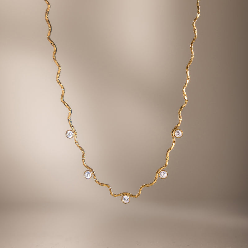Eloise Wavy Chain Stone Station Necklace, gallery photo 5