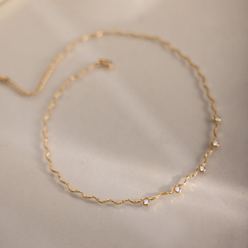 Eloise Wavy Chain Stone Station Necklace, gallery photo 6
