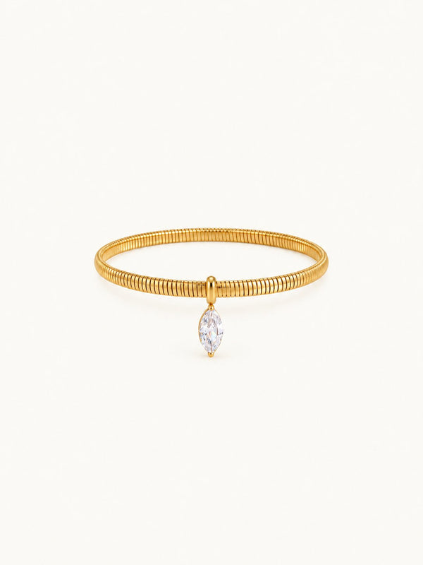 Gaelle Coiled Marquise Charm Bangle, product image with measurements