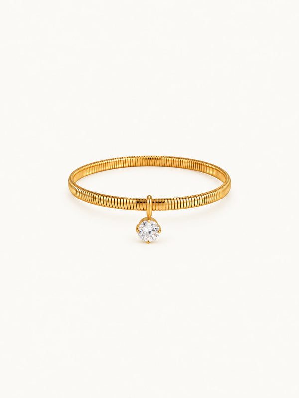 Gaelle Coiled Round Charm Bangle, product image with measurements