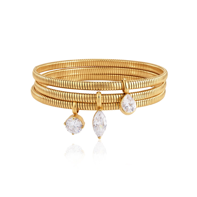 Gaelle Coiled Teardrop Charm Bangle, gallery photo 1