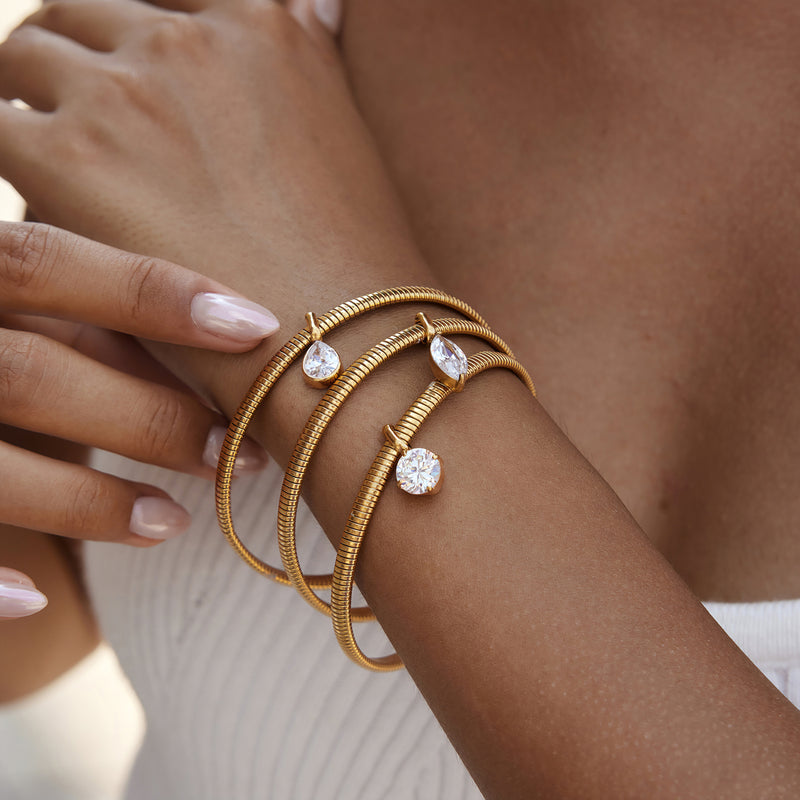 Gaelle Coiled Teardrop Charm Bangle, gallery photo 2