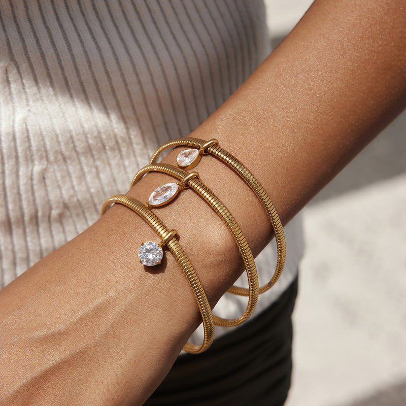 Gaelle Coiled Teardrop Charm Bangle, gallery photo 3