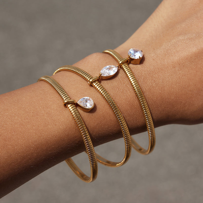 Gaelle Coiled Teardrop Charm Bangle, gallery photo 4