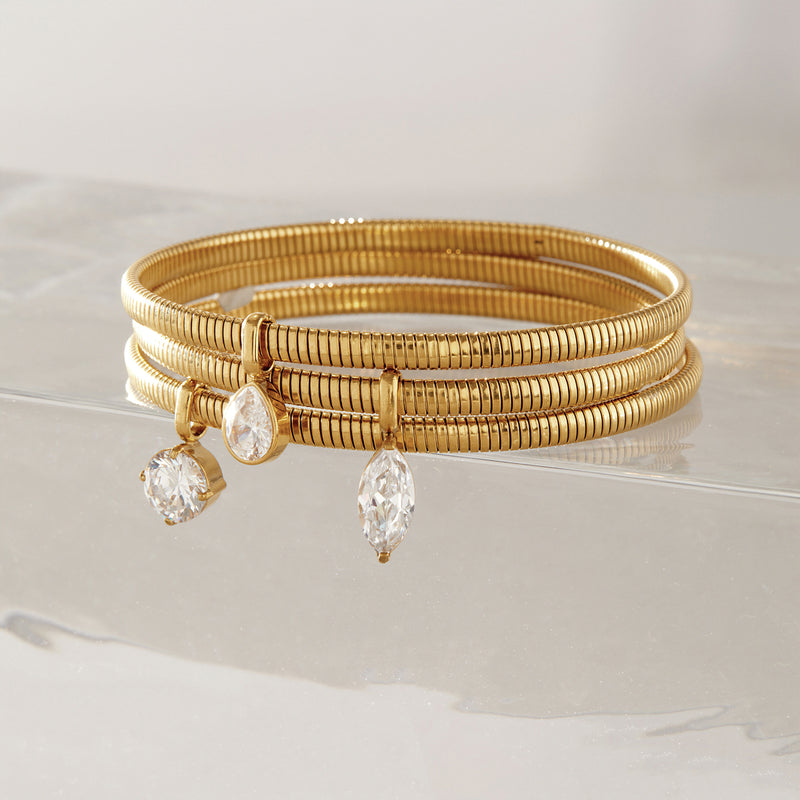 Gaelle Coiled Teardrop Charm Bangle, gallery photo 5