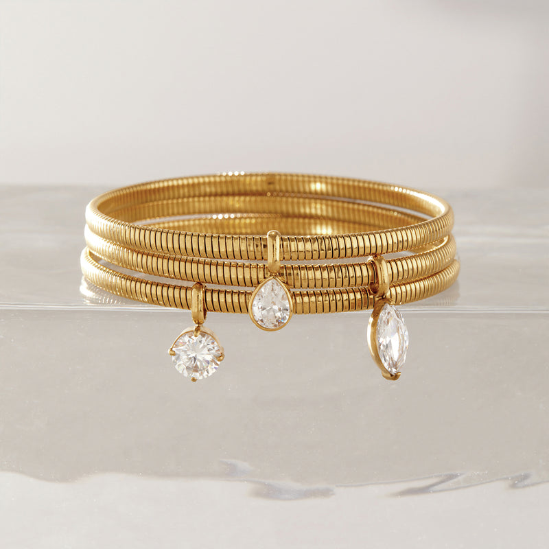 Gaelle Coiled Teardrop Charm Bangle, gallery photo 6