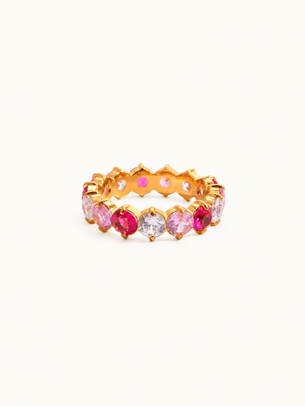 Iris multicolor zircon eternity ring — Pink Pastel Mix