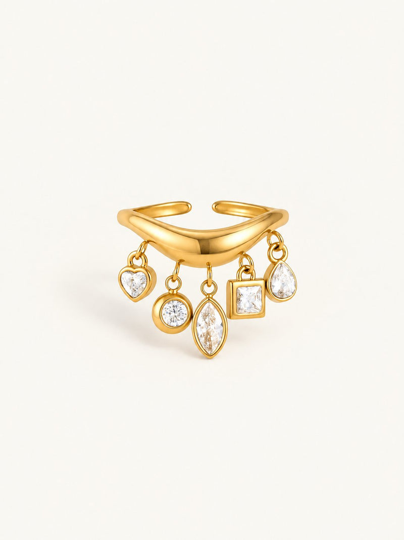 Ismerie Stone Charm Fringe Wave Ring, close view