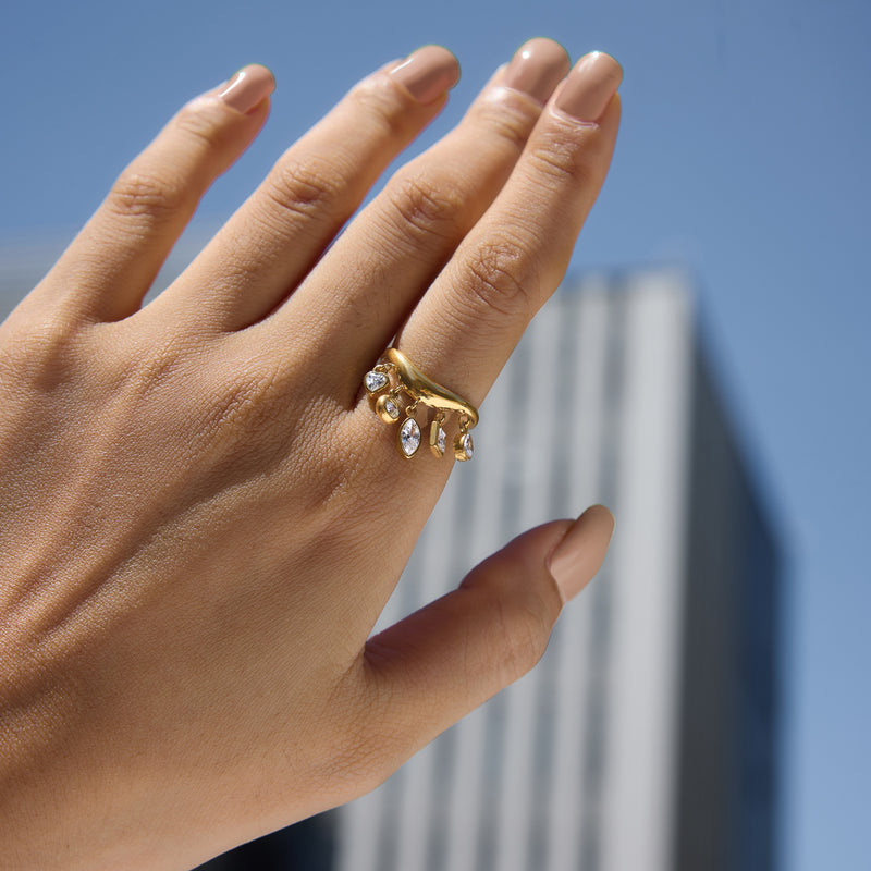 Ismerie Stone Charm Fringe Wave Ring, gallery photo 4