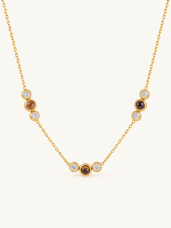 Lorette Double Strand Stone Necklace, product image with measurements