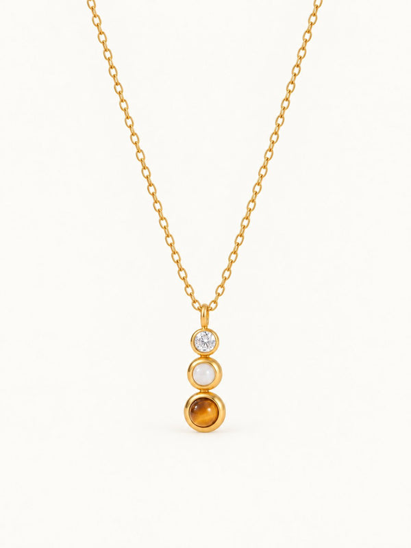 Lorette Stacked Stone Pendant Necklace, product image with measurements