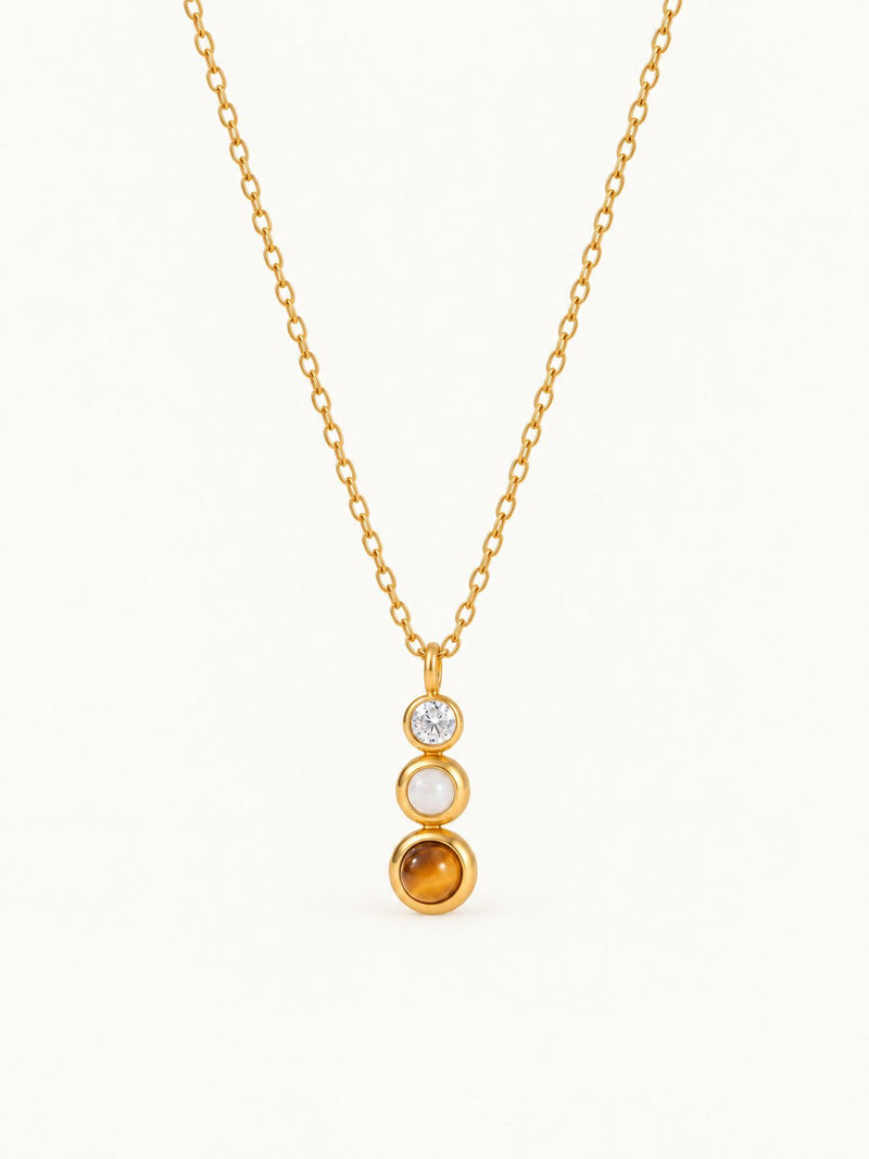 Lorette Stacked Stone Pendant Necklace, product image with measurements