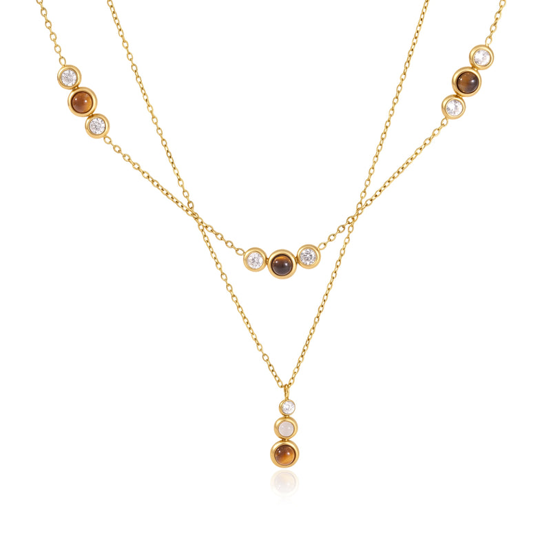 Lorette Stacked Stone Pendant Necklace, gallery photo 1