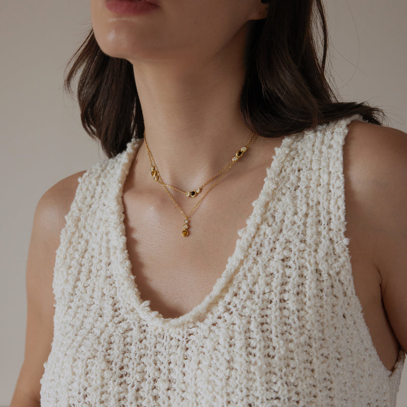 Lorette Stacked Stone Pendant Necklace, gallery photo 2