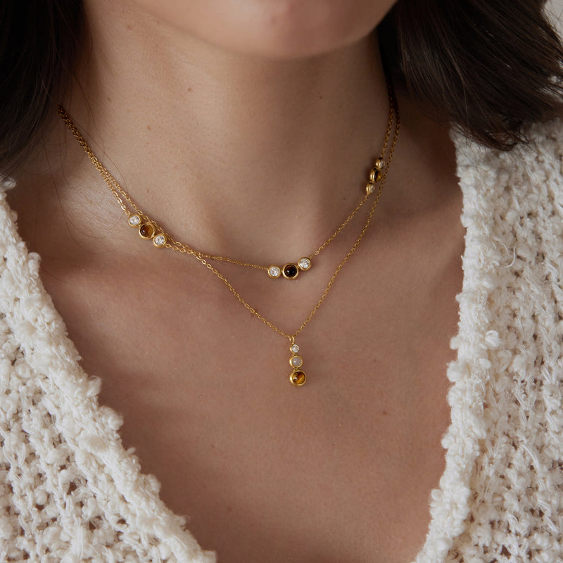 Lorette Stacked Stone Pendant Necklace, gallery photo 3