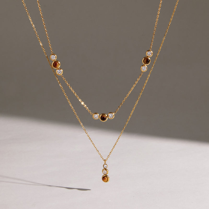 Lorette Stacked Stone Pendant Necklace, gallery photo 5