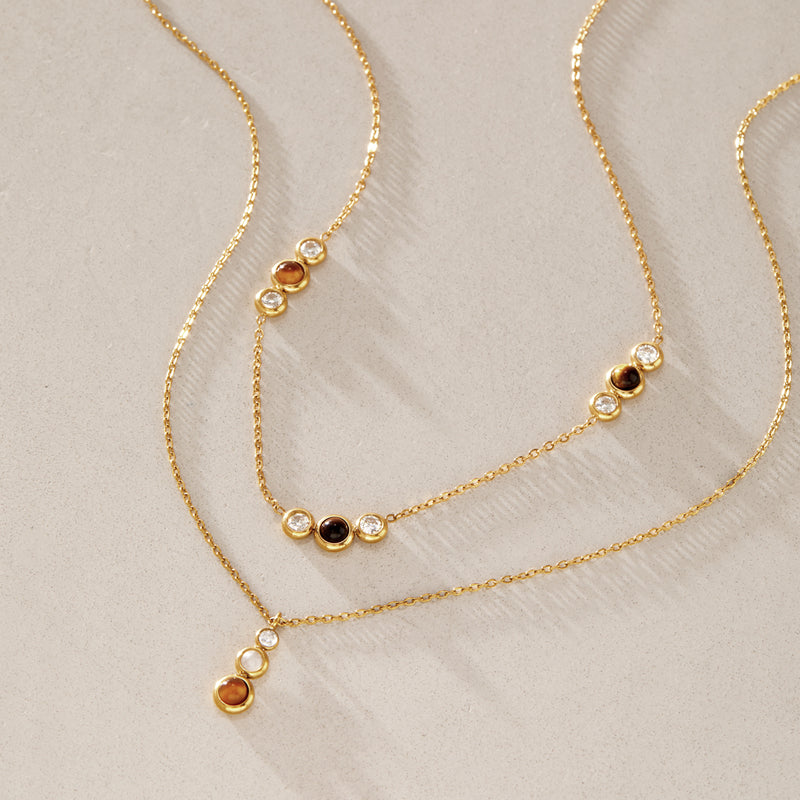 Lorette Stacked Stone Pendant Necklace, gallery photo 6