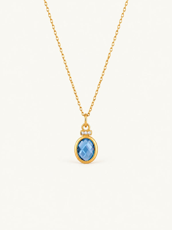 Marine Blue Stone Pendant Necklace, close view
