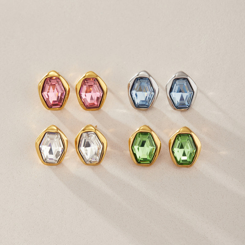 Odalie Faceted Hexagon Stud Earrings, gallery photo 4