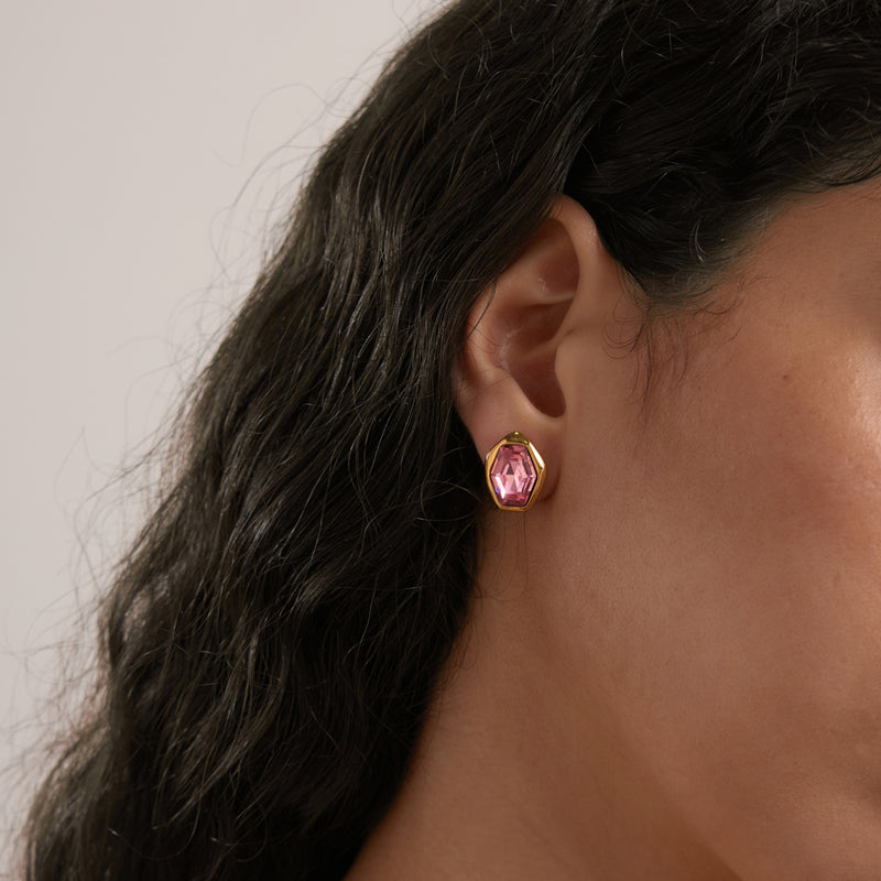 Odalie Faceted Hexagon Stud Earrings, gallery photo 5