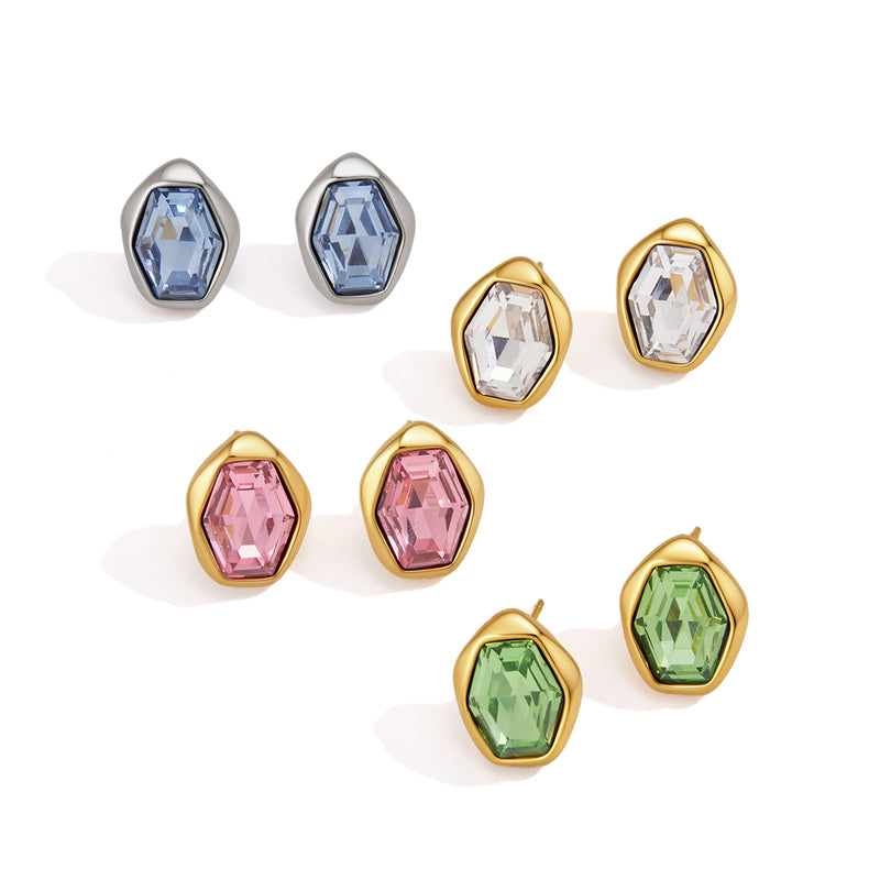 Odalie Faceted Hexagon Stud Earrings, gallery photo 2