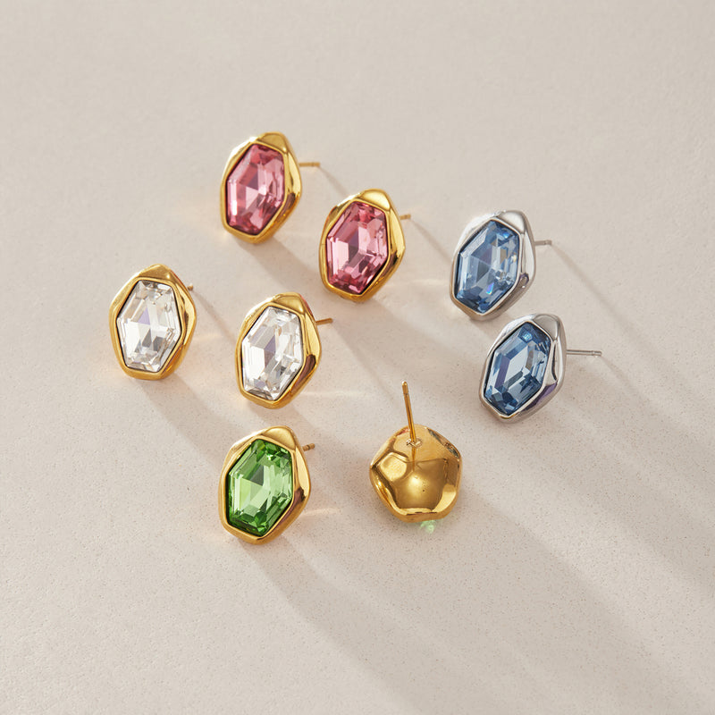Odalie Faceted Hexagon Stud Earrings, gallery photo 3