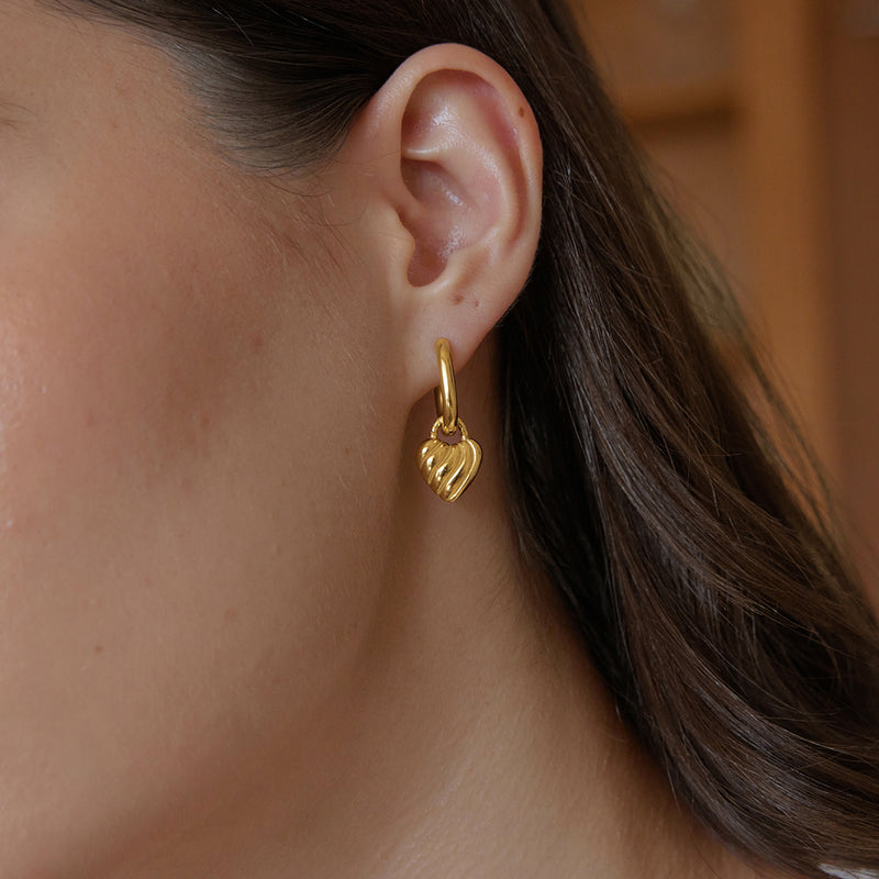 Oriane Rope-Edge Round Stone Drop Huggie Earrings, gallery photo 4