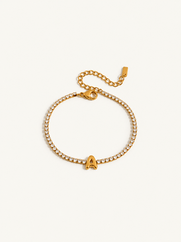 Pauline Initial Crystal Tennis Bracelet – A