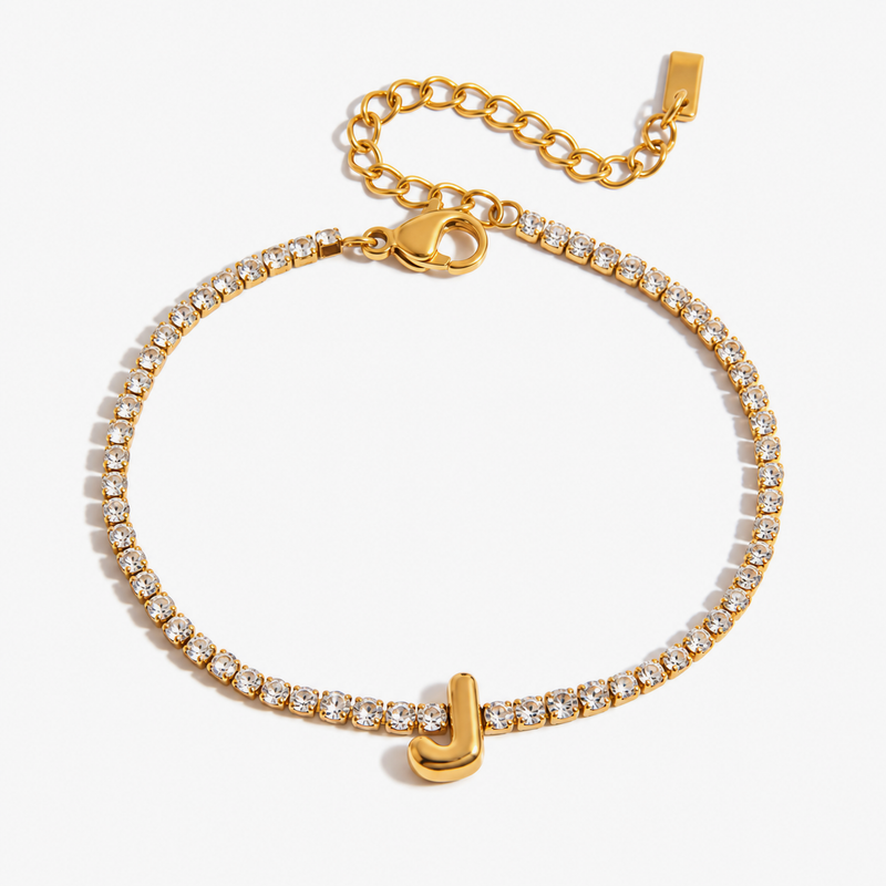 Pauline Initial Crystal Tennis Bracelet – J
