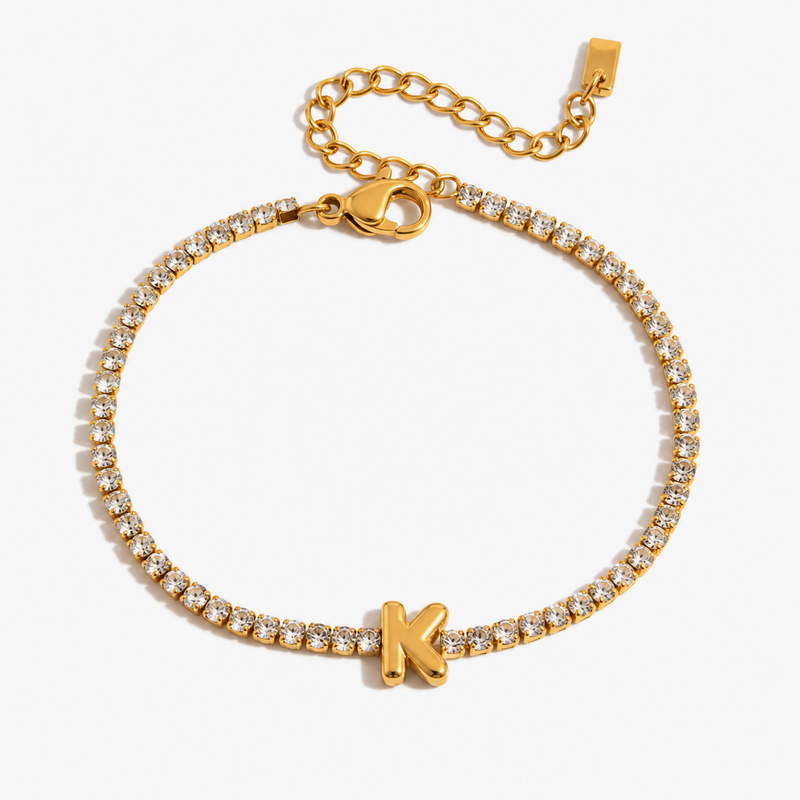 Pauline Initial Crystal Tennis Bracelet – K