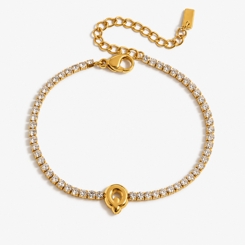 Pauline Initial Crystal Tennis Bracelet – Q