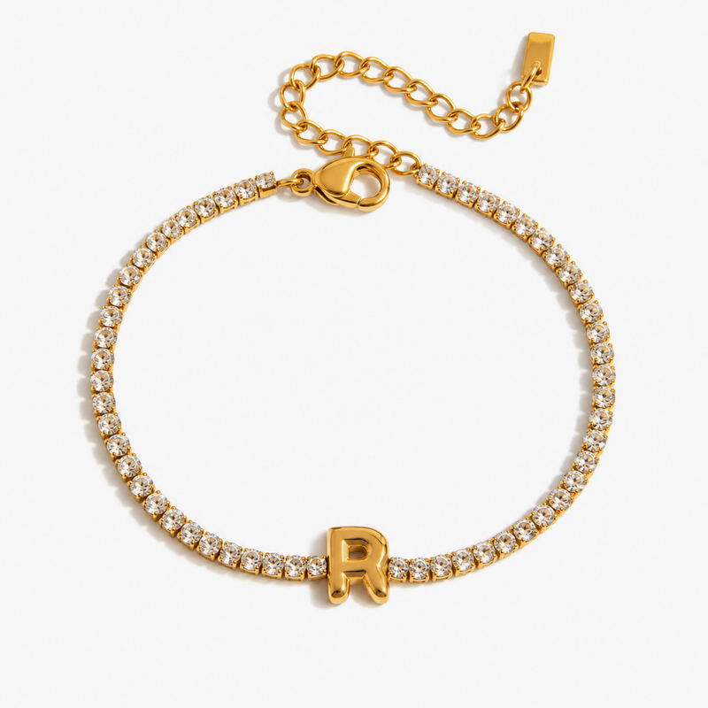 Pauline Initial Crystal Tennis Bracelet – R