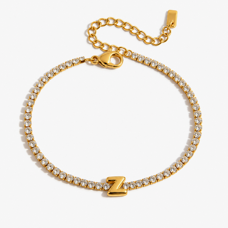 Pauline Initial Crystal Tennis Bracelet – Z variation, clean product image