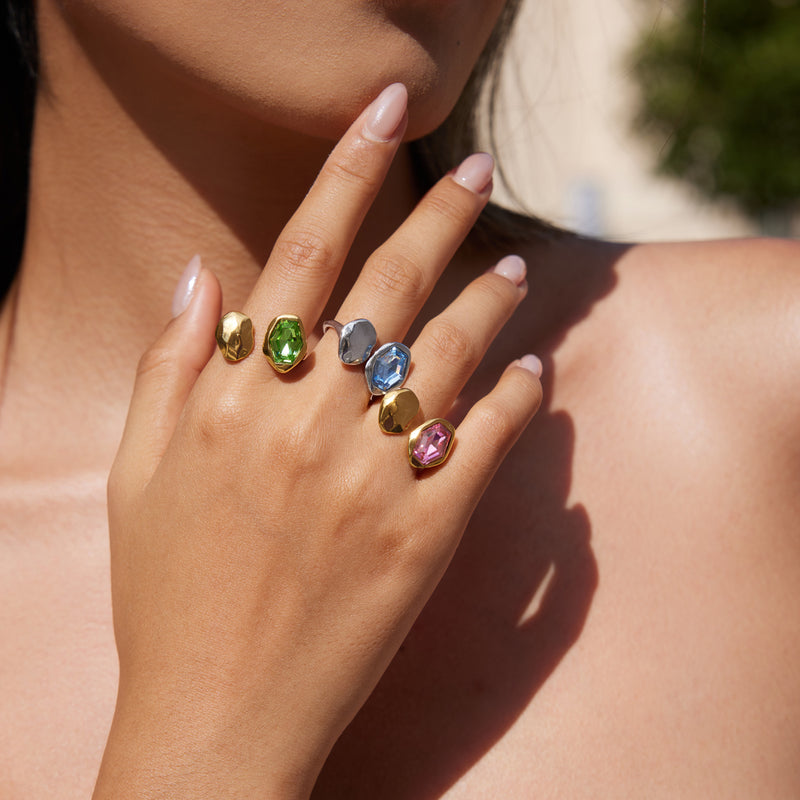 Roselle Faceted Stone Open Ring, gallery photo 3