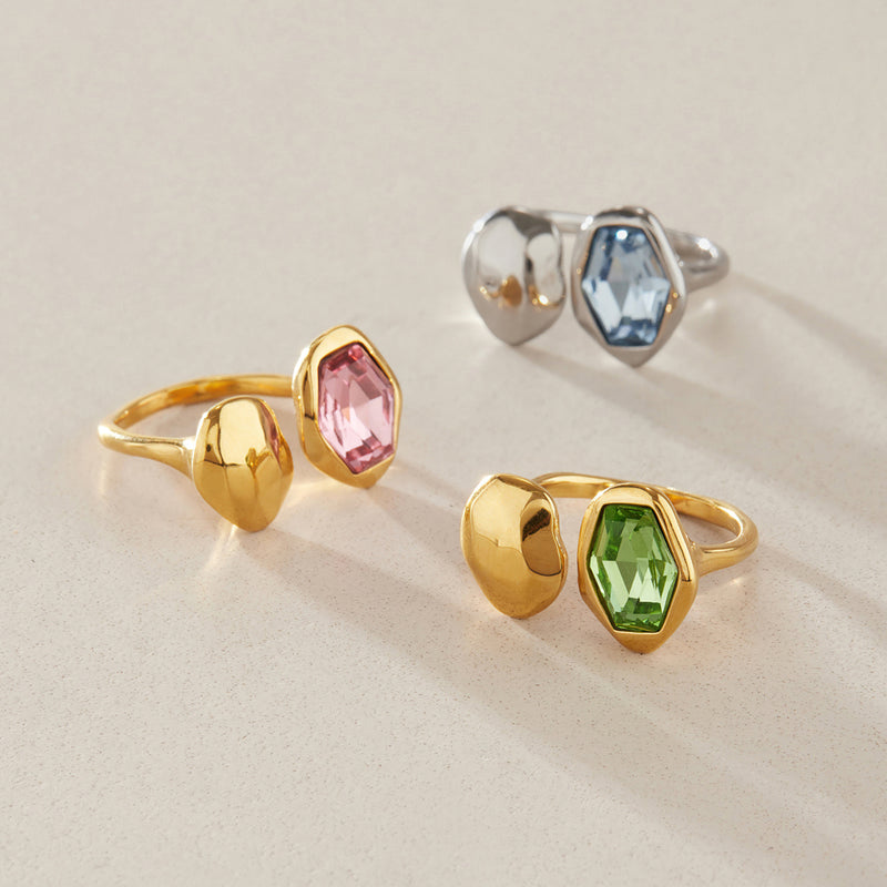 Roselle Faceted Stone Open Ring, gallery photo 5