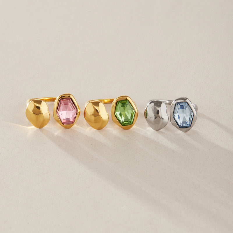 Roselle Faceted Stone Open Ring, gallery photo 6