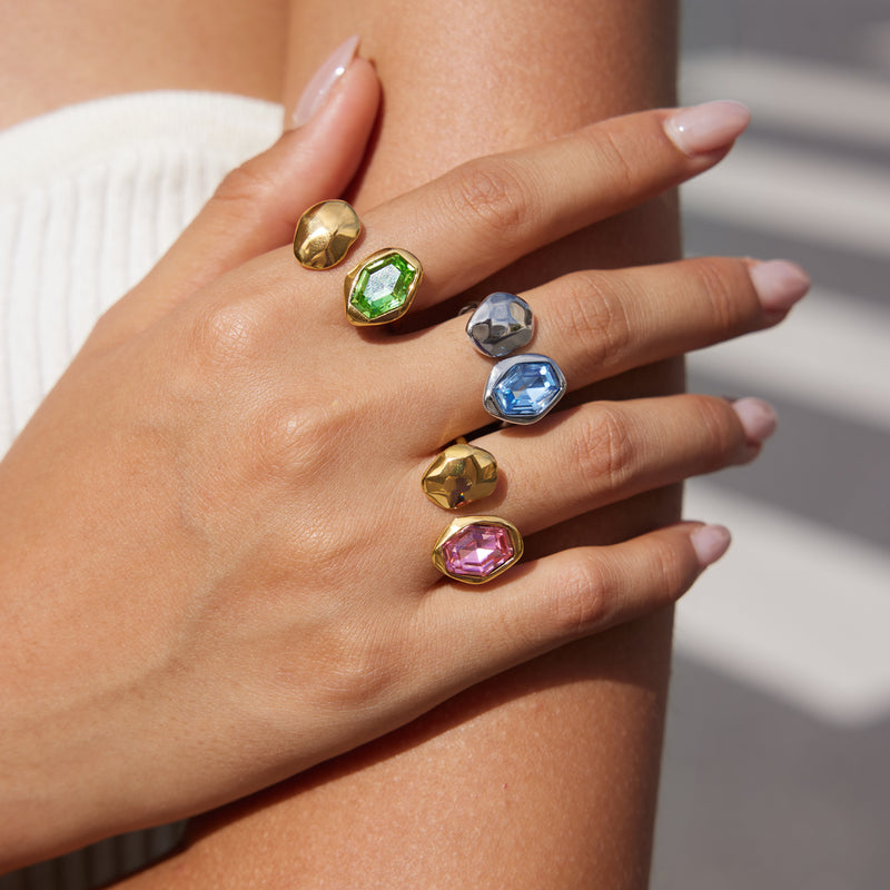 Roselle Faceted Stone Open Ring, gallery photo 2